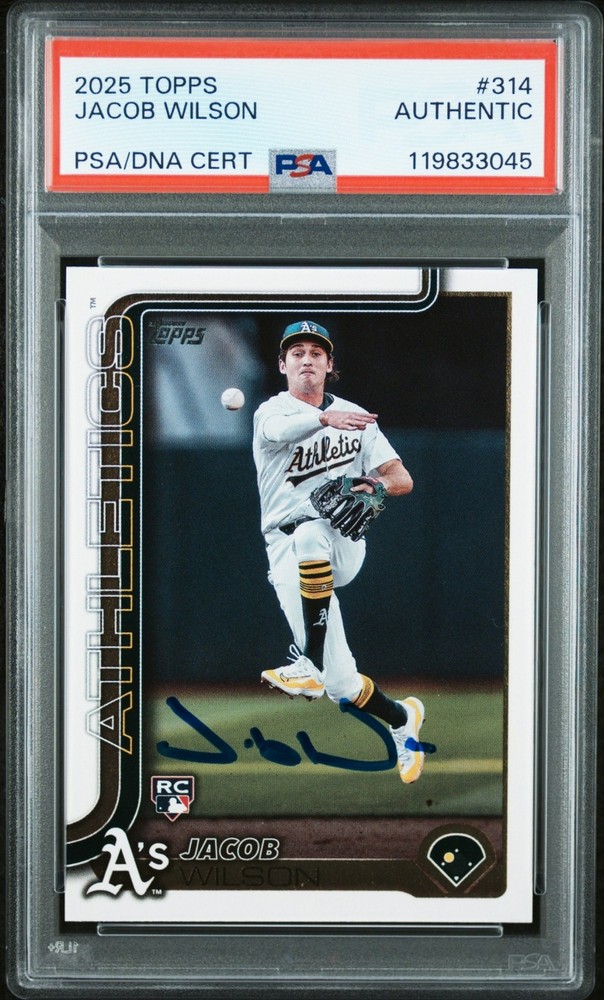 2025 Topps Jacob Wilson RC PSA AUTH AUTO Oakland Athletics
