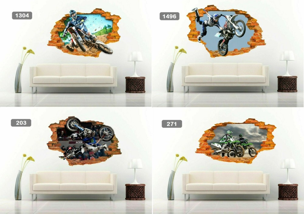 Dirt Bike Motocross Pirouette 3D Vinyl Wall Sticker Decal Mural