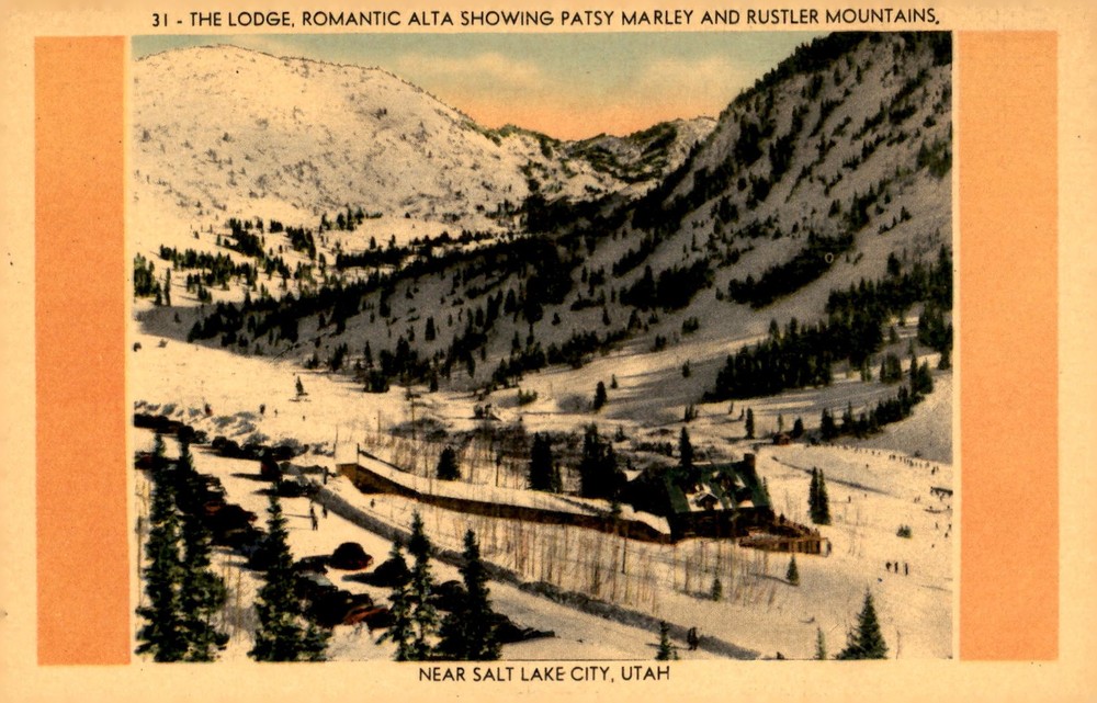 Romantic Alta, Utah featuring Patsy Marley and Rustler Mountains Postcard