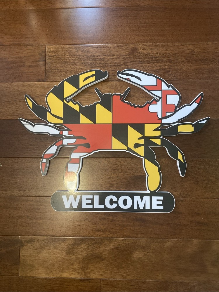 Maryland Flag Composite Wall Hung “Welcome” Crab