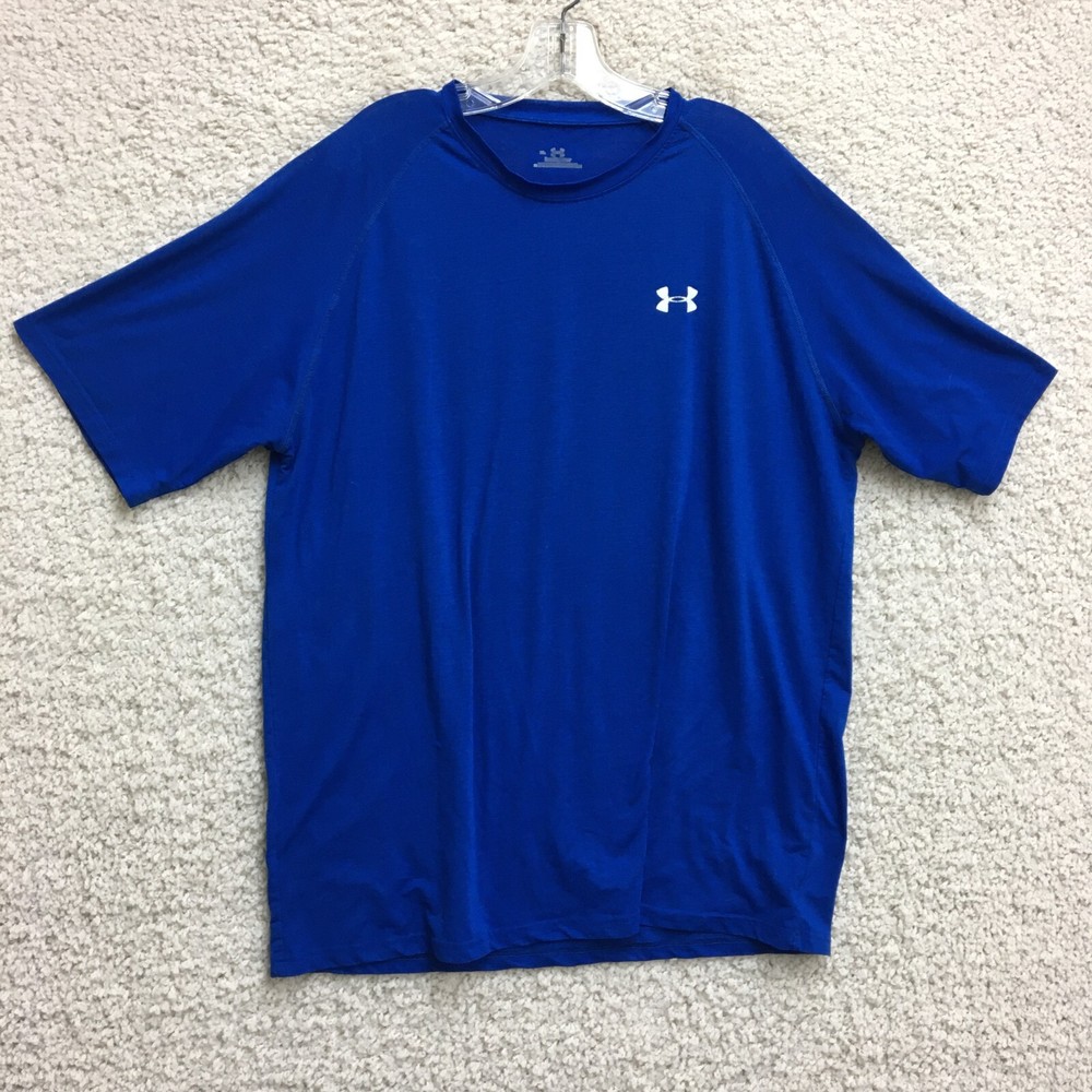Under Armour Shirt Extra Large Adult Blue Crewneck Short Sleeve Athletic Mens XL