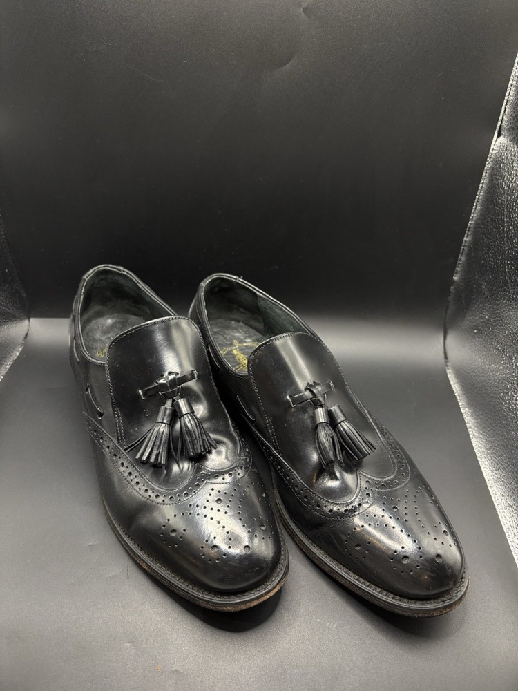 Executive Imperial Black Tassel Loafers Wingtip Leather Dress Shoes Men’s 8.5 D