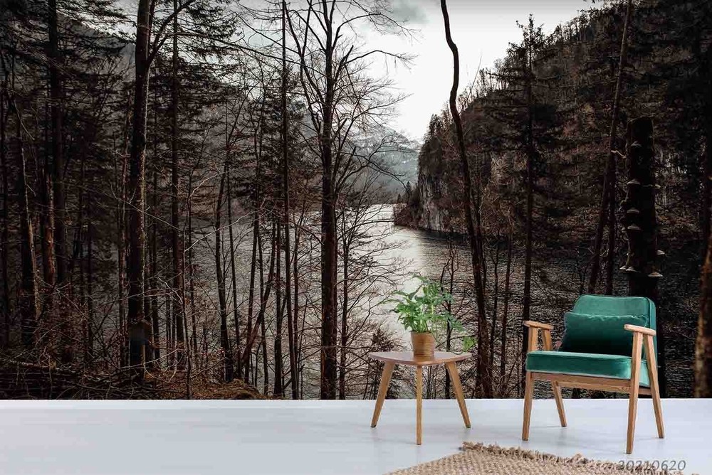 3D Mountains Forests River Landscape Wall Murals Wallpaper Murals Wall Sticker