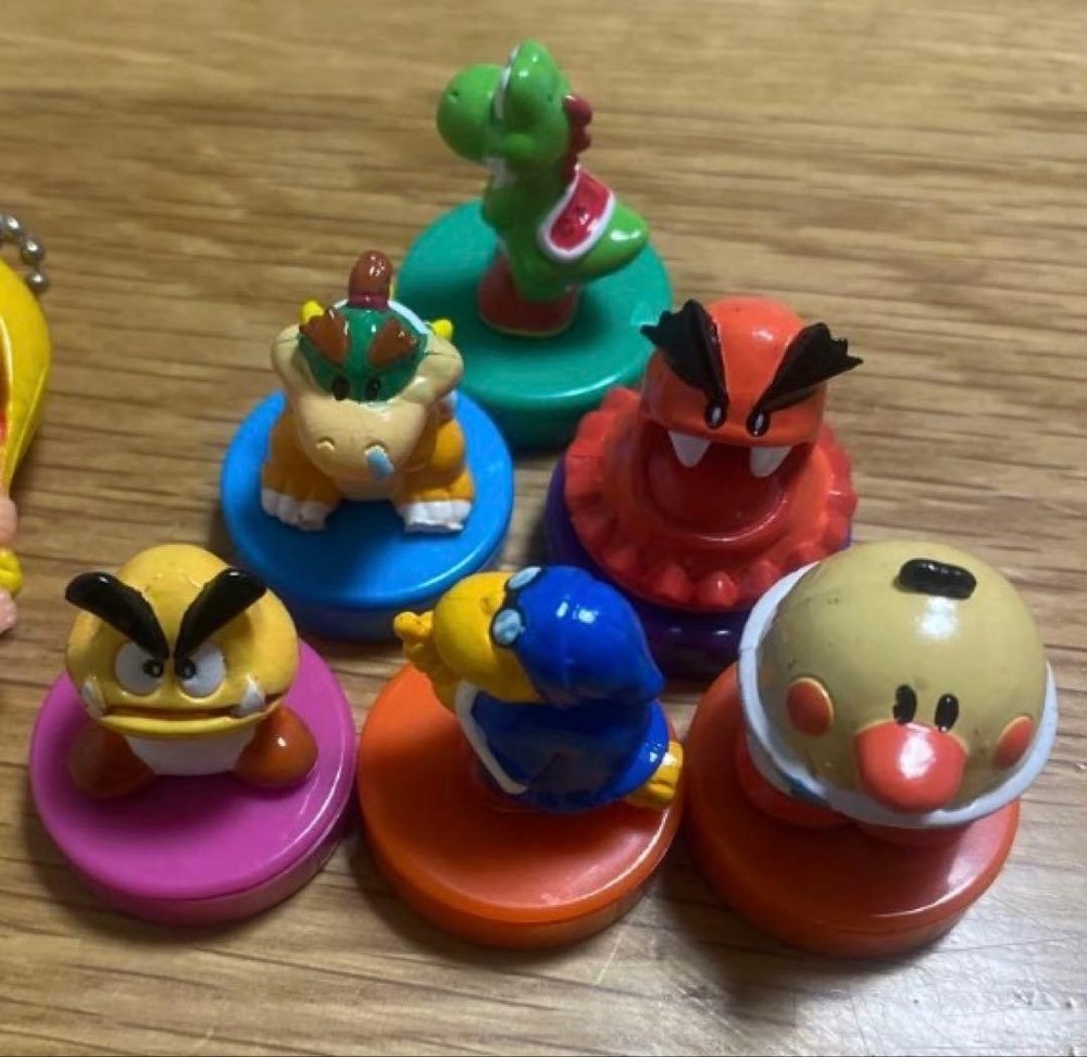 1990s Super Mario Yoshi’s Island Mini Stamp Figure Set of 6 Vintage Collectible