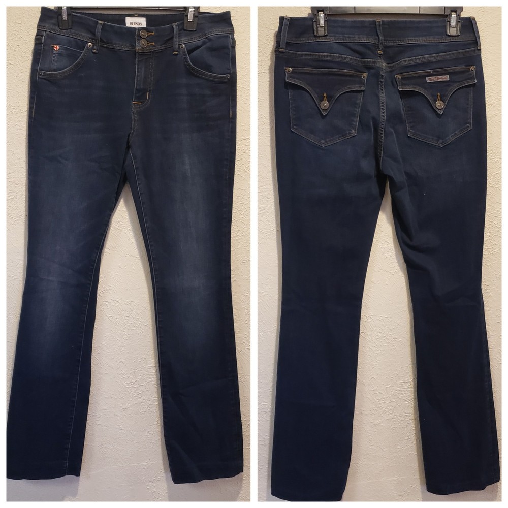 Hudson Signature Bootcut Jeans Womens 31 Blue Denim Flap Pocket Dark Wash