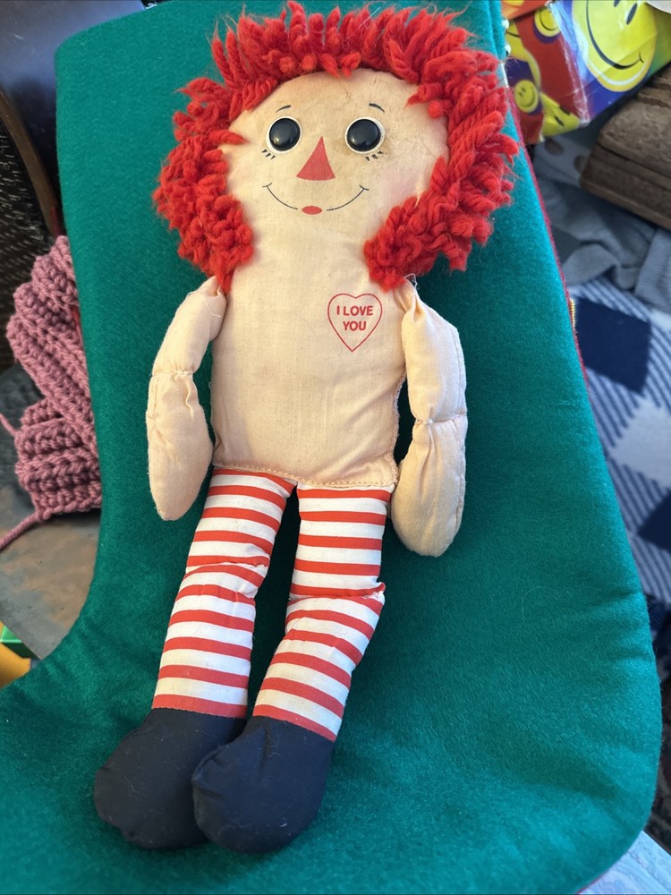 Vintage Raggedy Ann Doll 12”  I Love You Preowned