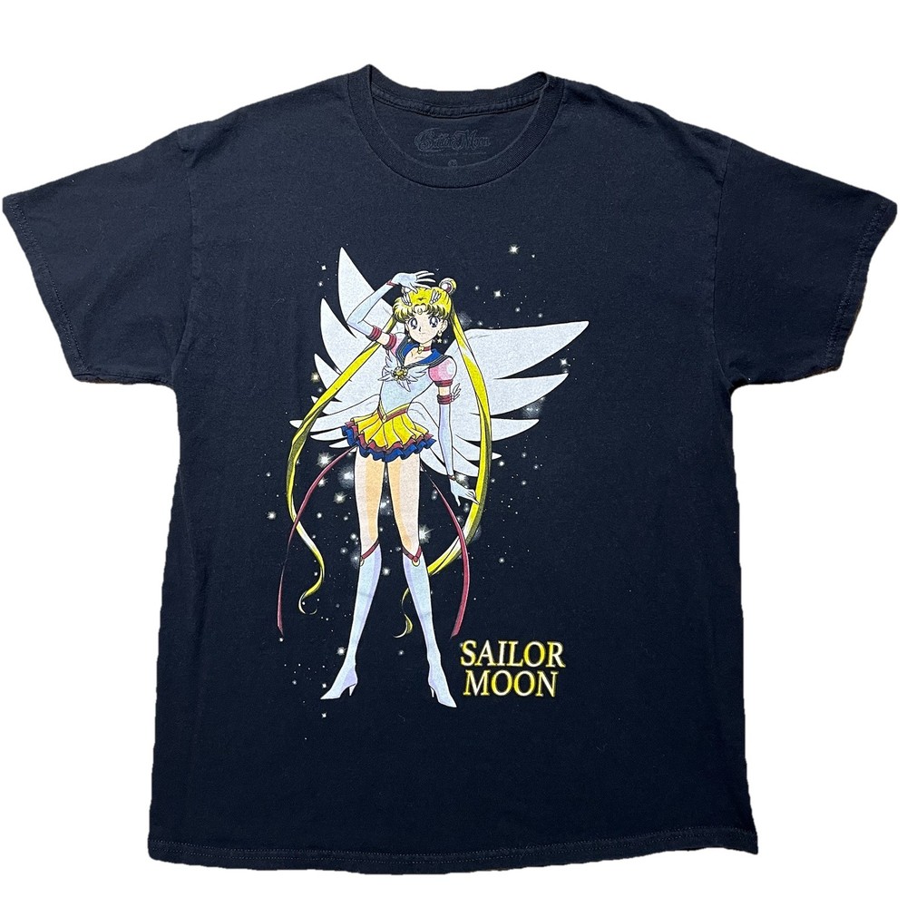Sailor Moon Shirt Mens L Black Anime Graphic Tee Manga