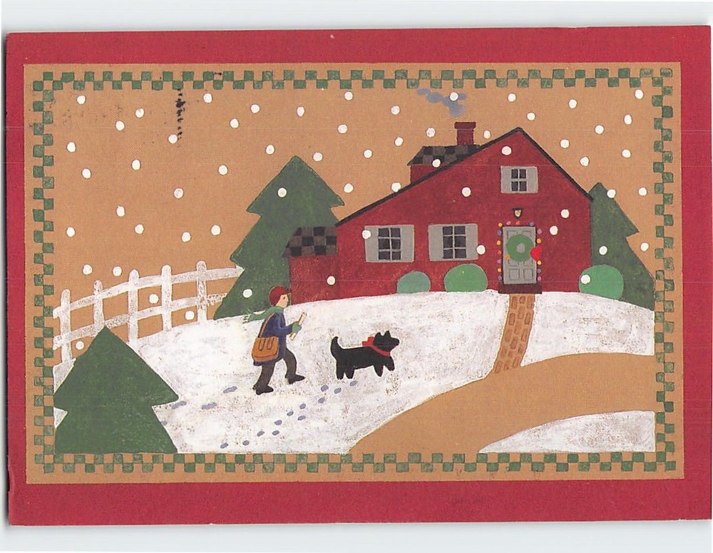 Postcard Countryside House Winter Scene Art Print