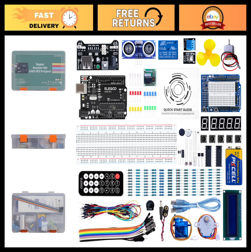 Ultimate UNO Project Starter Kit - R3 Board, Tutorials, Arduino IDE Compatible