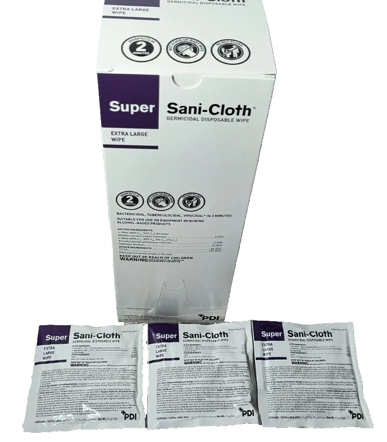 Super Sani-Cloth CASE 150 Packs Disposable Wipes-Extra Large 11-1/2