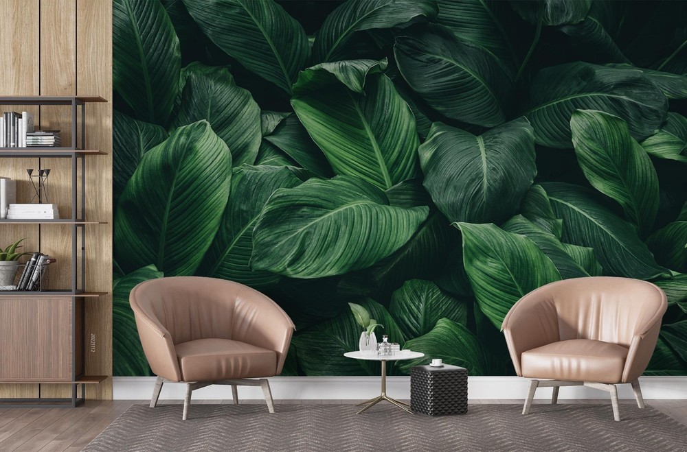 3D Green Plants Leaves Close-up Wall Murals Wallpaper Murals Wall Sticker