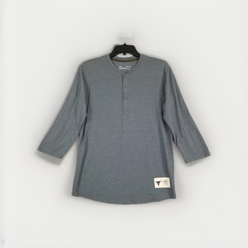 Under Armour Shirt Men S Henley Project Rock BLOOD SWEAT RESPECT 3/4 Sleeve Gym