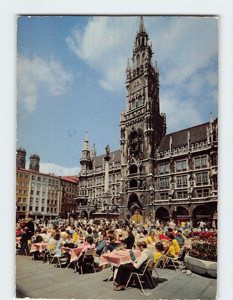 Postcard St. Marys Square City Hall and Cathedral Munich Germany