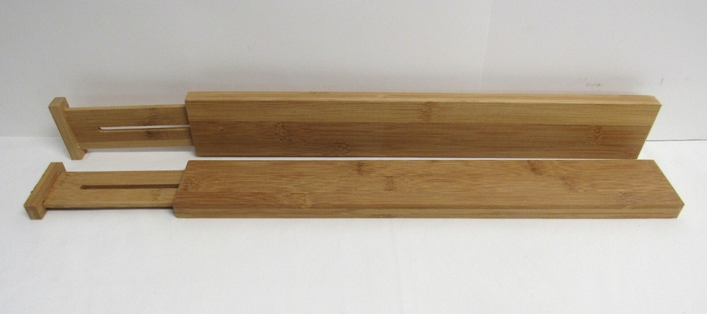 Bamboo Drawer Dividers Set of 2 Adjustable 17.5 to 22 Inches NWOT