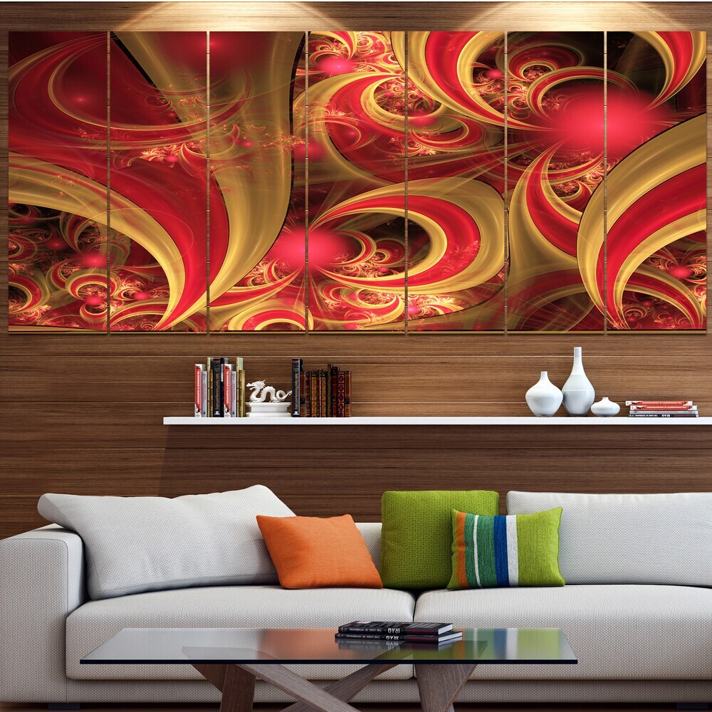 Designart Pink Symmetrical Fractal Floral Pattern Oversized Canvas Wall Art