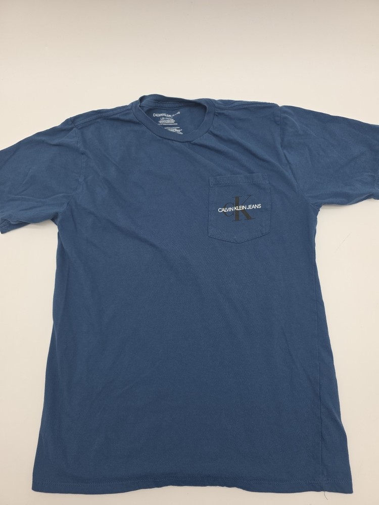 Calvin Klein Jeans T-Shirt Youth Boy L 14/16 Blue Pocket Logo…#43762