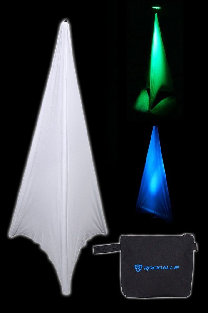 Rockville RSC7W White Tripod PA Speaker Stand Scrim Cloth + Carry Bag