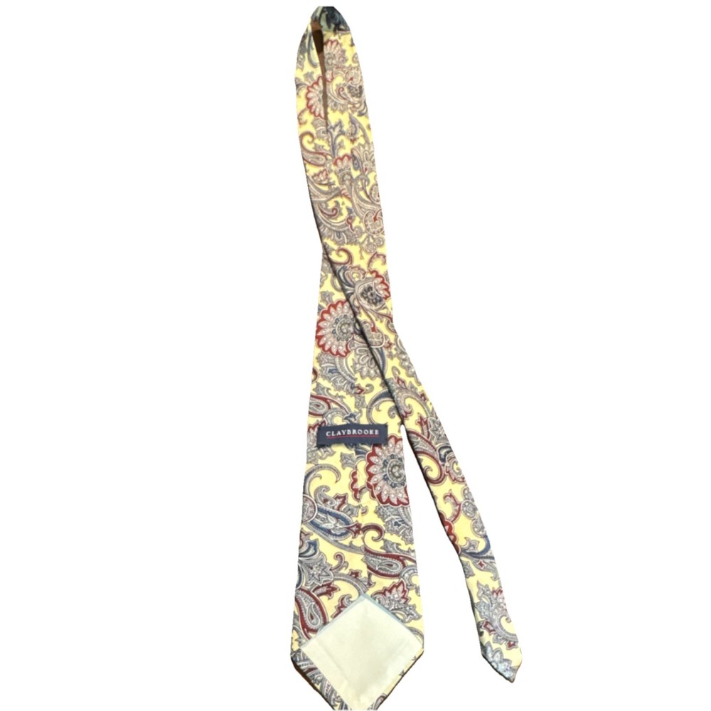 Claybrooke Men's Tie Yellow Blue Red Paisley Pattern Classic Neckwear