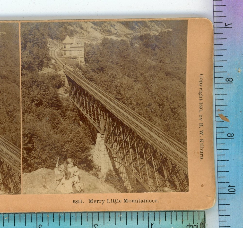 Merry Little Mountaineer Railroad Children Kilburn Stereoview