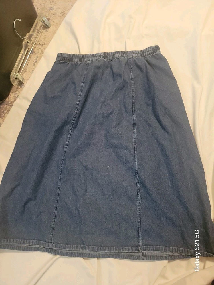 Womens Xl Elastic Waist Blue Jean Skirt
