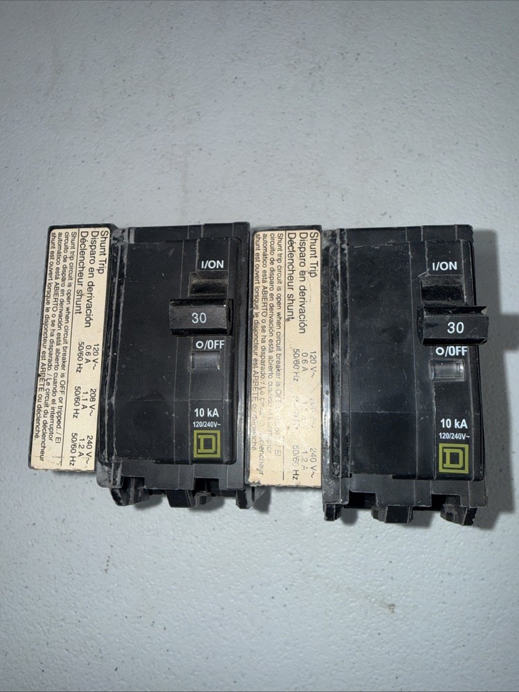 Square D QOB2301021 QOB230 Shunt Trip Circuit Breaker 30A 2 Pole 240v 2P BOLT ON
