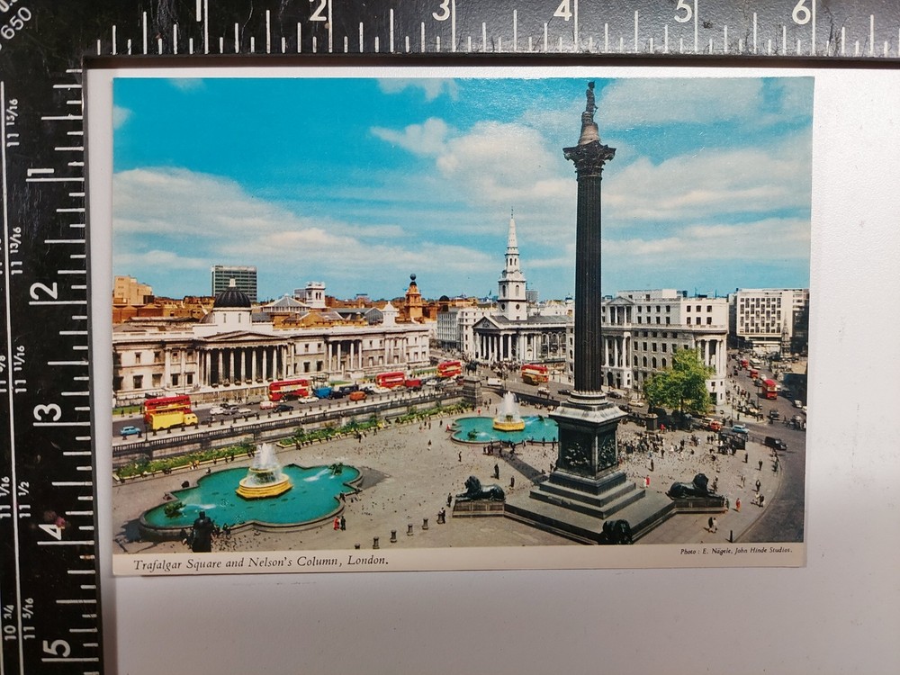 Postcard Trafalgar Square & Nelson's Column London England