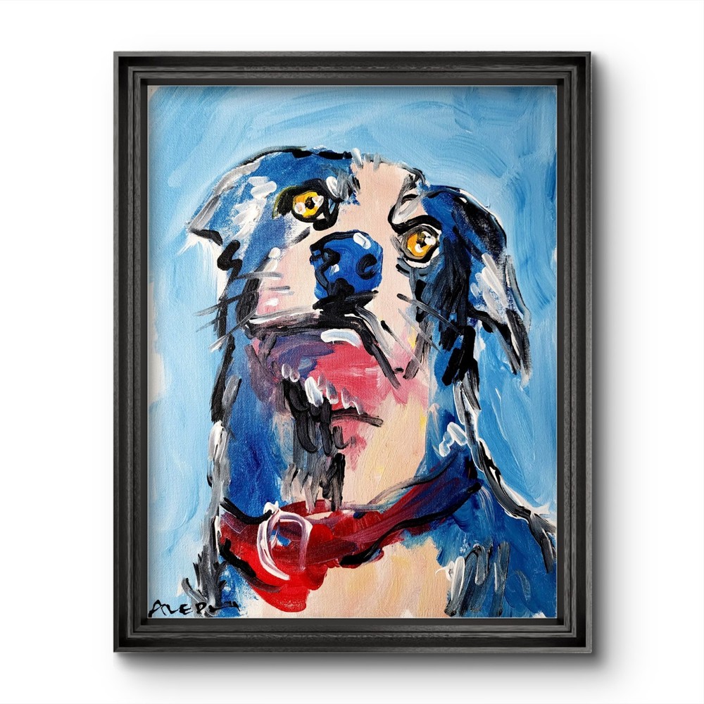 Aleph Original Art Dog 14x11 Abstract Expressionist Original Painting Canvas