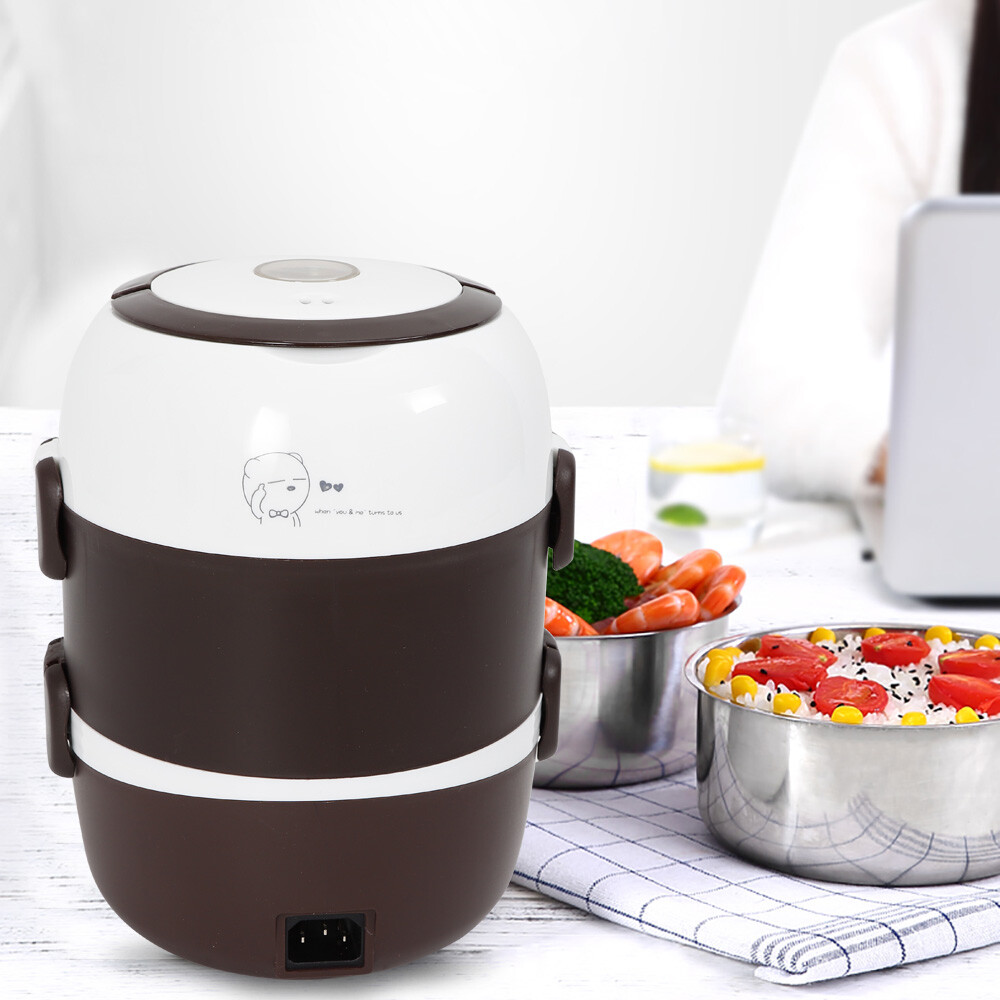 3L Electric Lunch Box Portable Food Warmer Steamer Cooker 2L Capacity