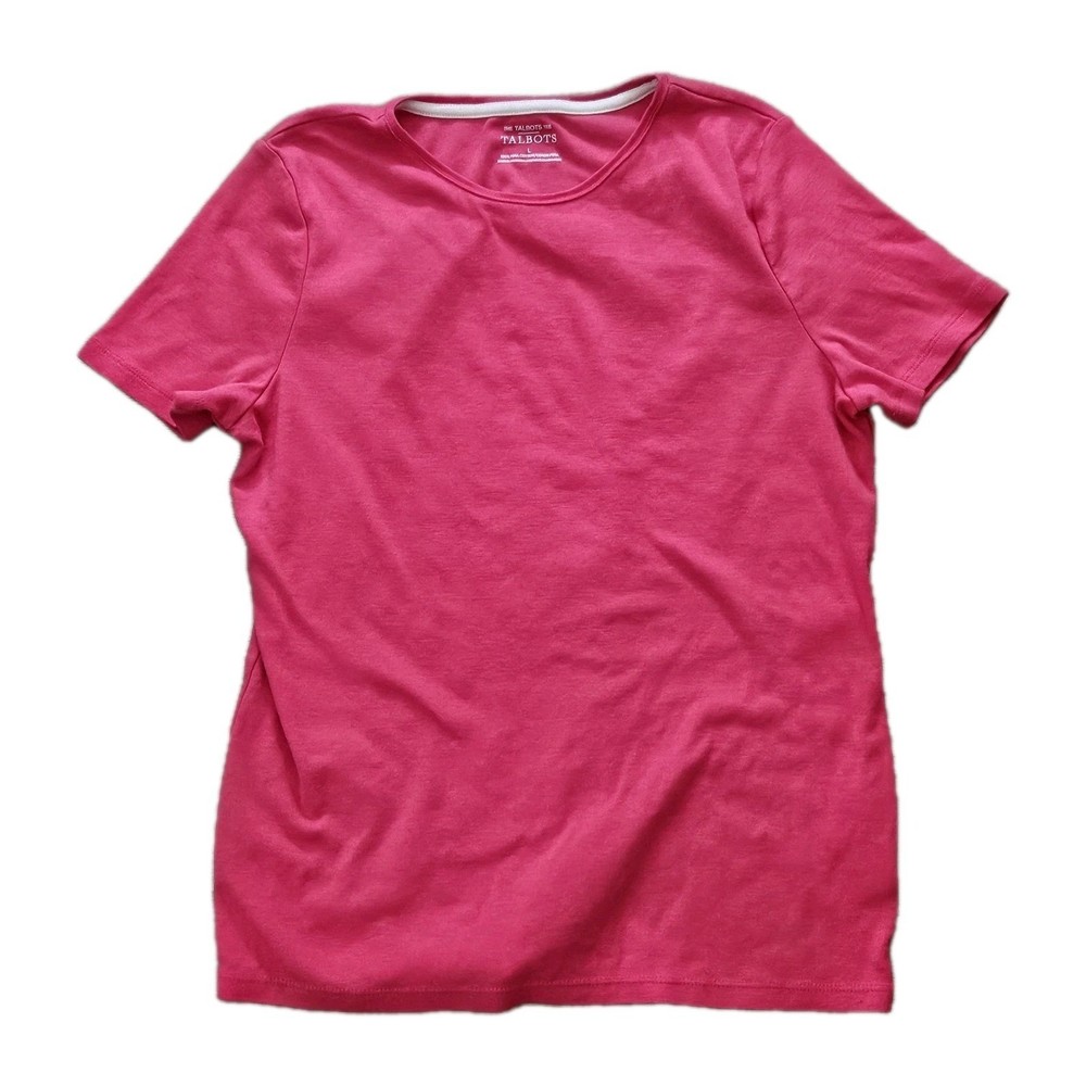 Talbots Tee Pink Short Sleeve Pima Cotton T-shirt Top Womens Large