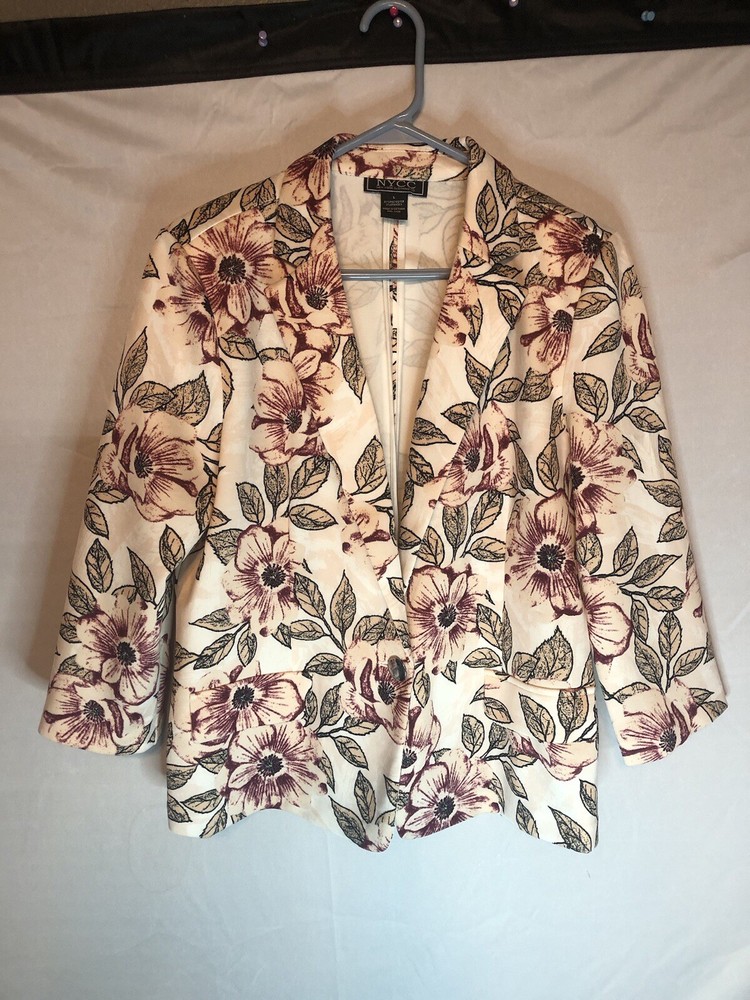 Women’s NYC 3/4 Sleeve Floral Jacket/Blazer Size Large