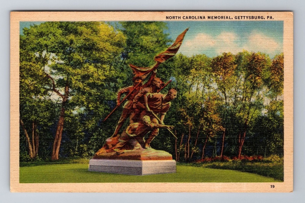 Gettysburg PA- Pennsylvania, North Carolina Memorial, Antique, Vintage Postcard