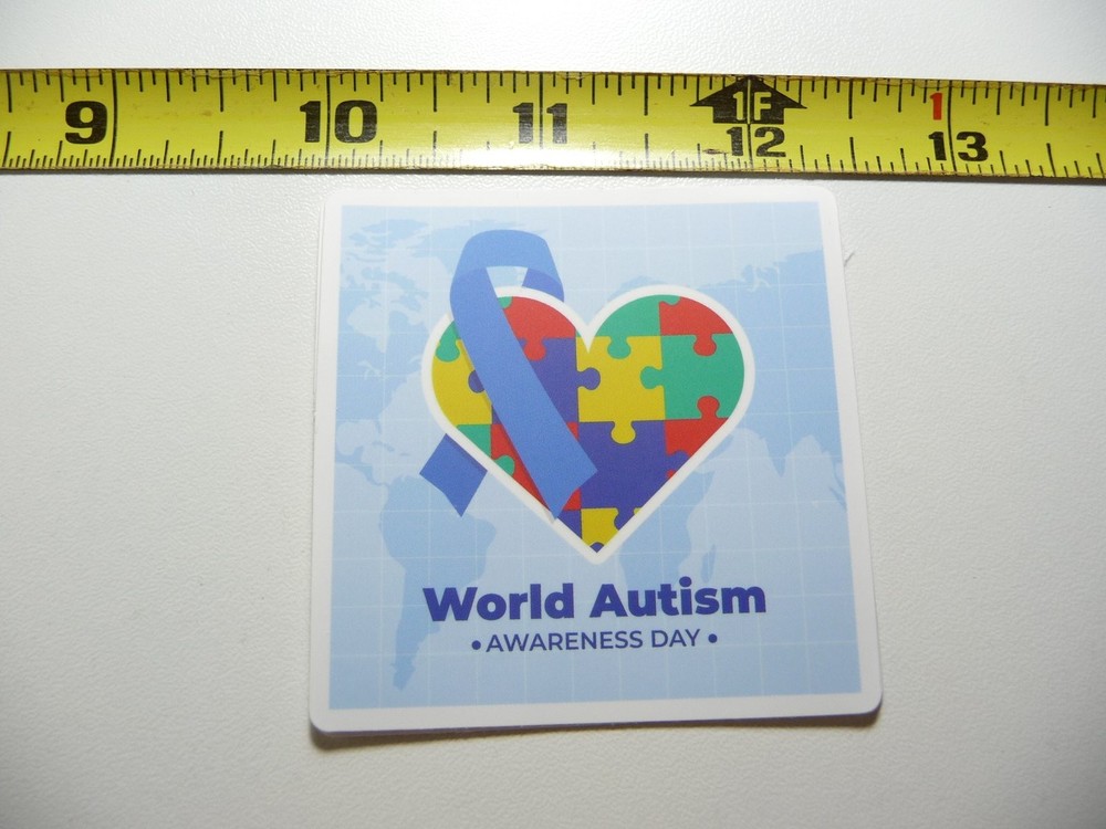 Autism Awareness Ribbon Heart Decal Sticker for World Autism Day Support