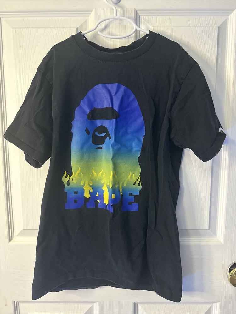 Size Small Bape T Shirt Blue Flaming