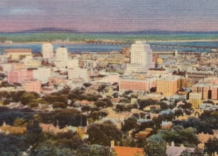 General Aerial View of Montreal Quebec Canada Posted 1952 VTG Linen Postcard