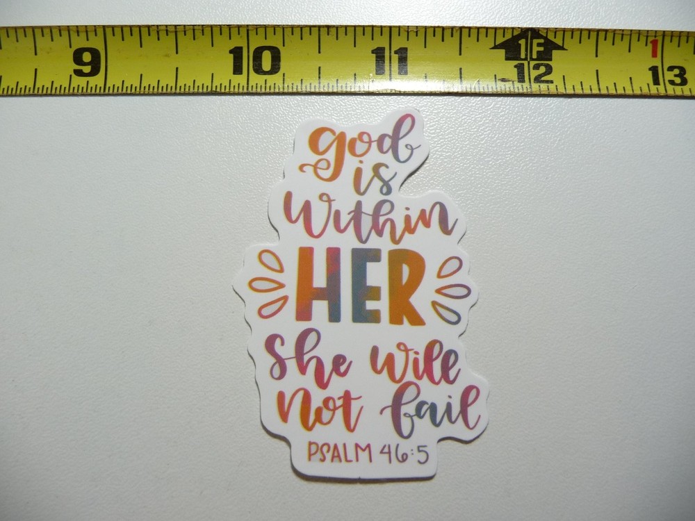 Christian Faith Decal Sticker - She Will Not Fail Religious Inspiration