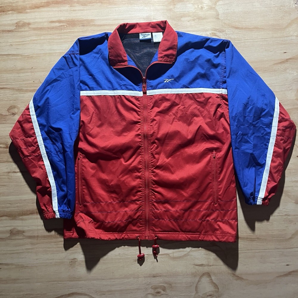 Vintage Reebok windbreaker full-zip Medium jacket Red White And Blue Y2K