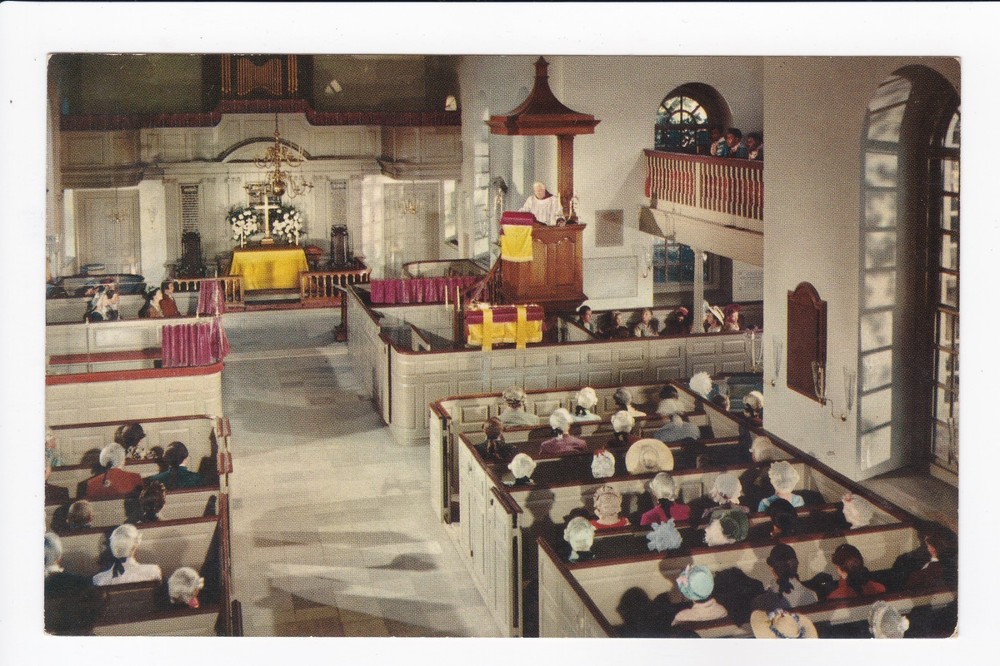 Bruton Parish Church Interior View Williamsburg Virginia Chrome Postcard