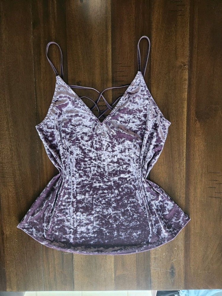 American Eagle Outfitters Purple Velvet Spaghetti Strap Tank Top Size Small