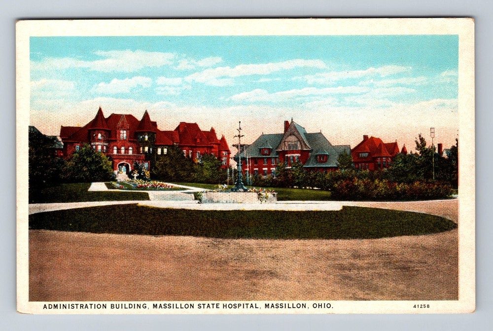 Massillon OH-Ohio, Admin Bldg at State Hospital, Insane Asylum, Vintage Postcard