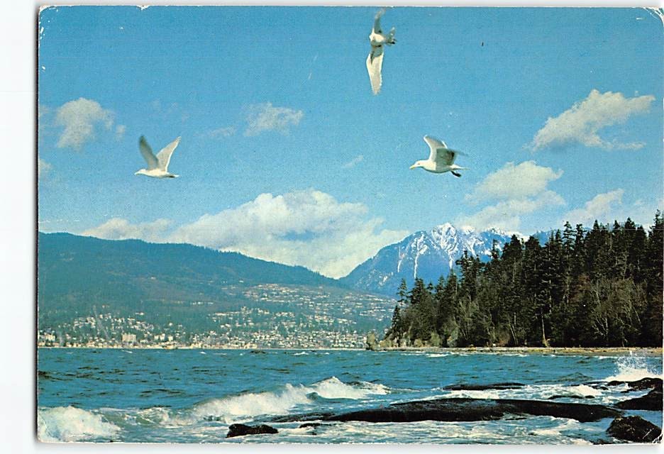 Postcard English Bay Stanley Park and the North Shore Mountains Vancouver Canada