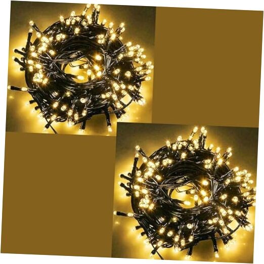 2 Pack 33 Ft 100 LED Warm White String Lights for Ramadan with Black Wire