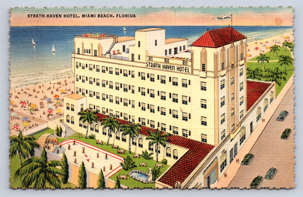 Vintage Postcard Strath Haven Hotel Miami Beach Florida