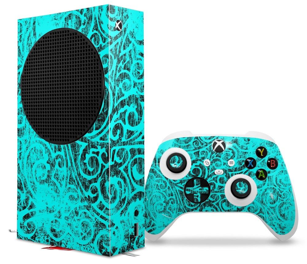 Skins XBOX Series S Console Controller Folder Doodles Neon Teal
