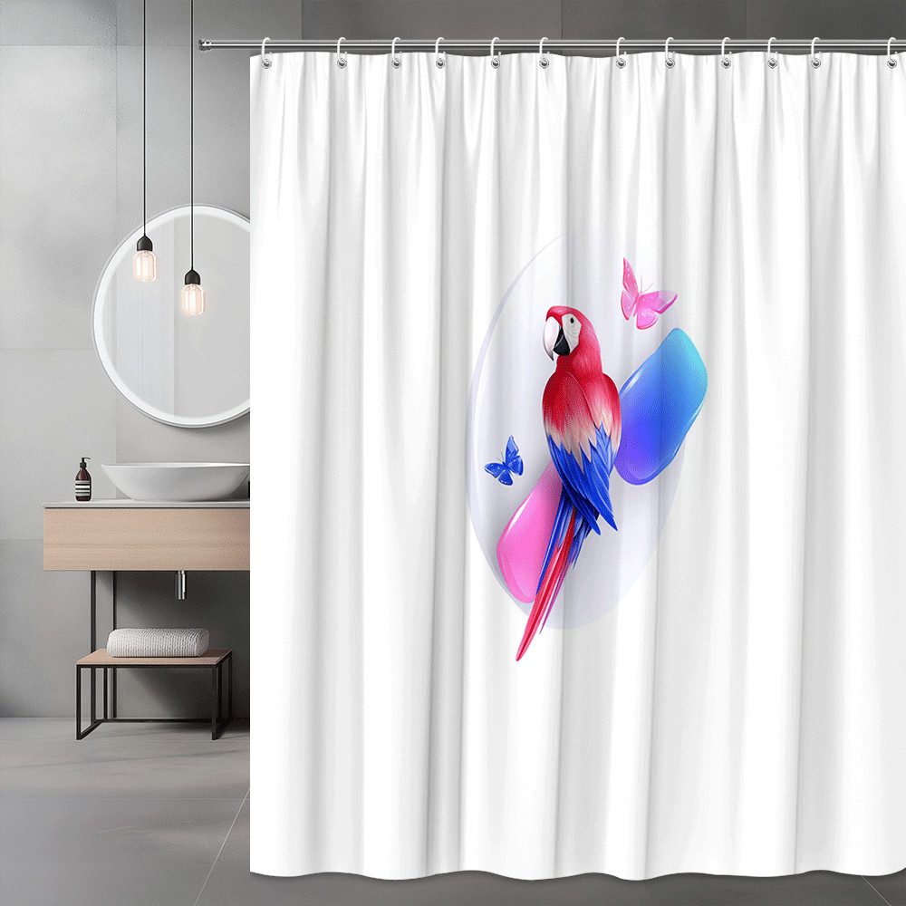 Parrot and Butterfly Shower Curtain Graphic Print