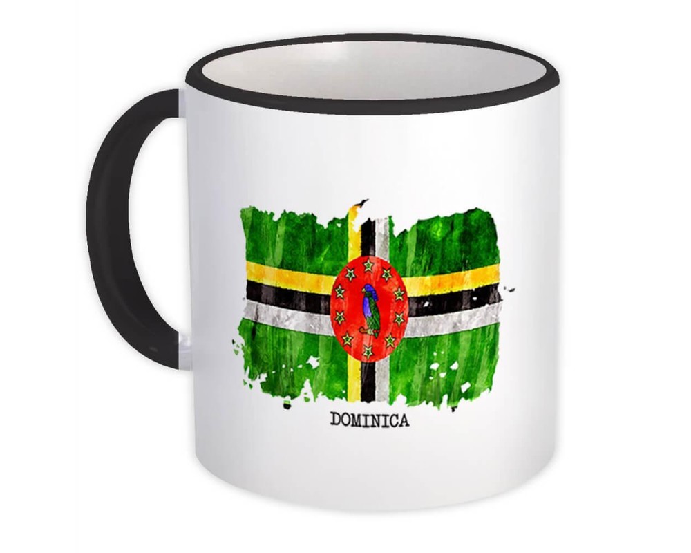 Gift Mug : Dominica Flag NorthAmerica Travel Expat Country Watercolor