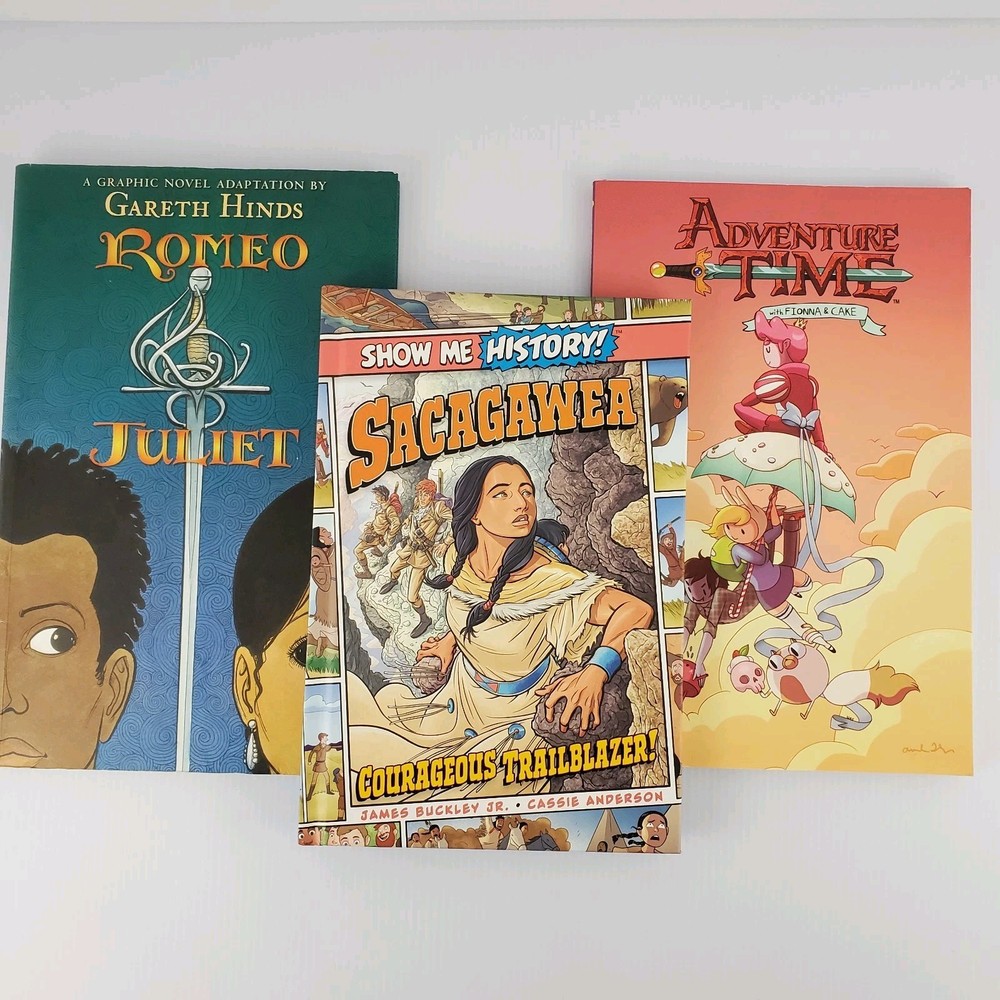 Lot of 3 Girls Graphic Novels Sacagawea, Romeo & Juliet, Adventure Time Fionna
