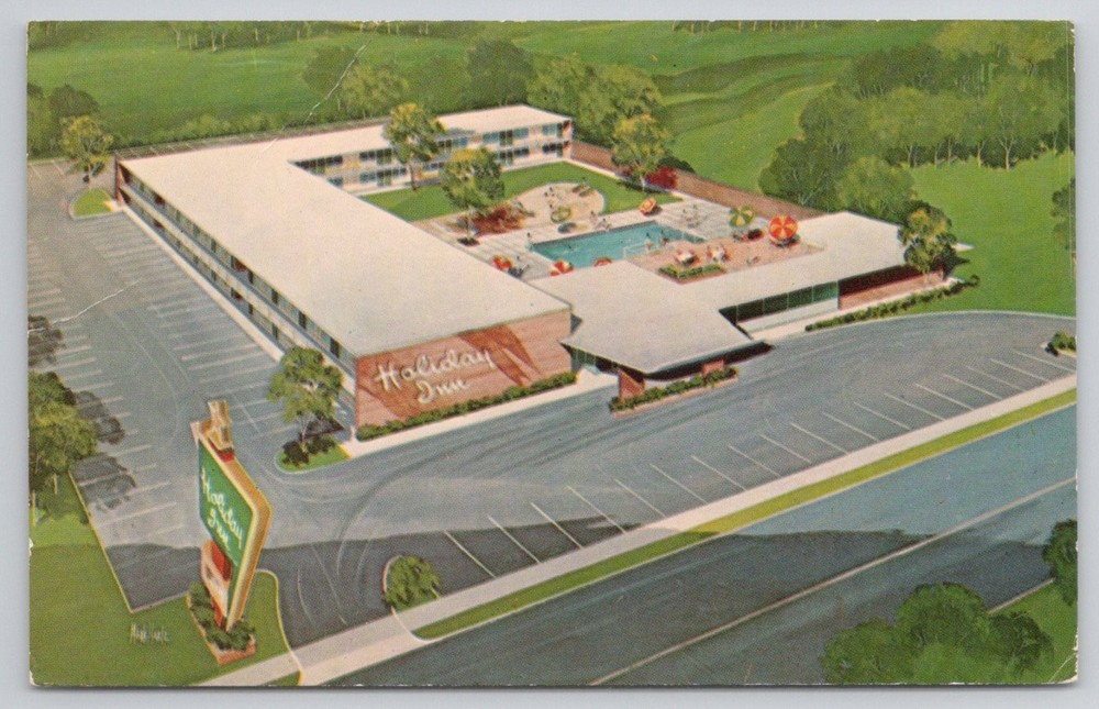 Vintage Holiday Inn Breezewood PA Postcard Pennsylvania Turnpike 1970s