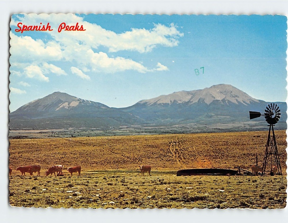 Postcard Spanish Peaks South Central Colorado USA