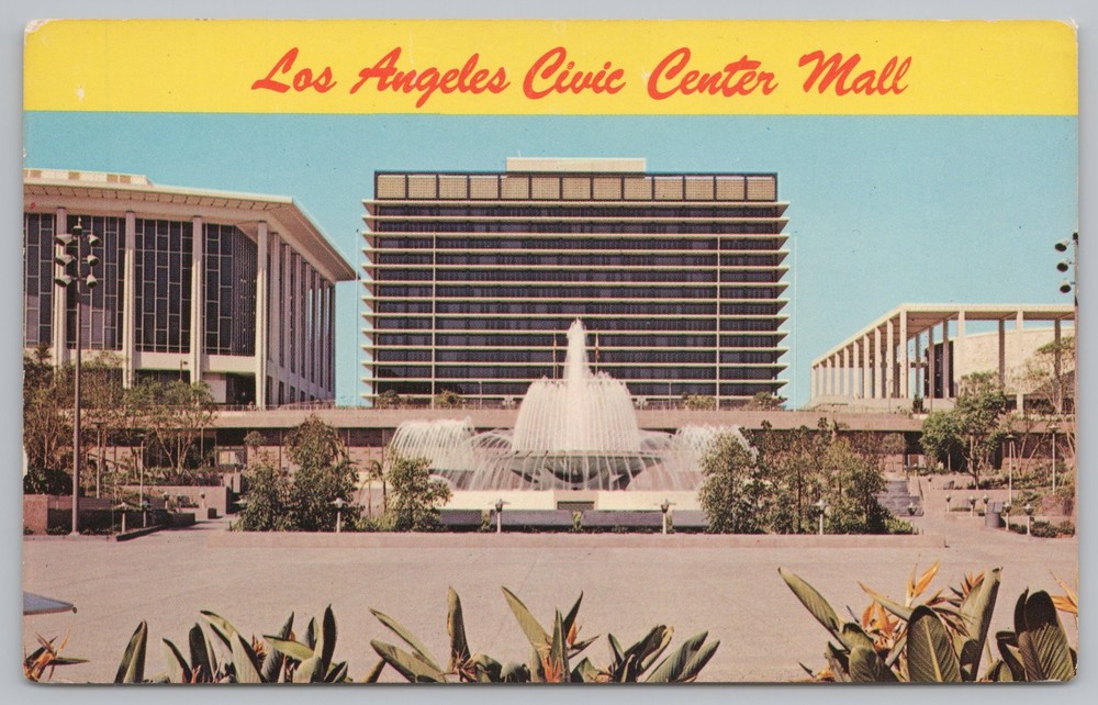 State View~Water & Power Bldg Civic Center Mall Los Angeles CA~Vintage Postcard