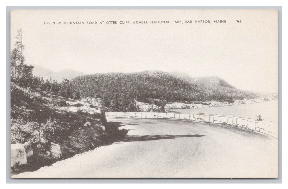 Bar Harbor Maine Acadia National Park New Mountain Road At Otter Cliff Postcard-image